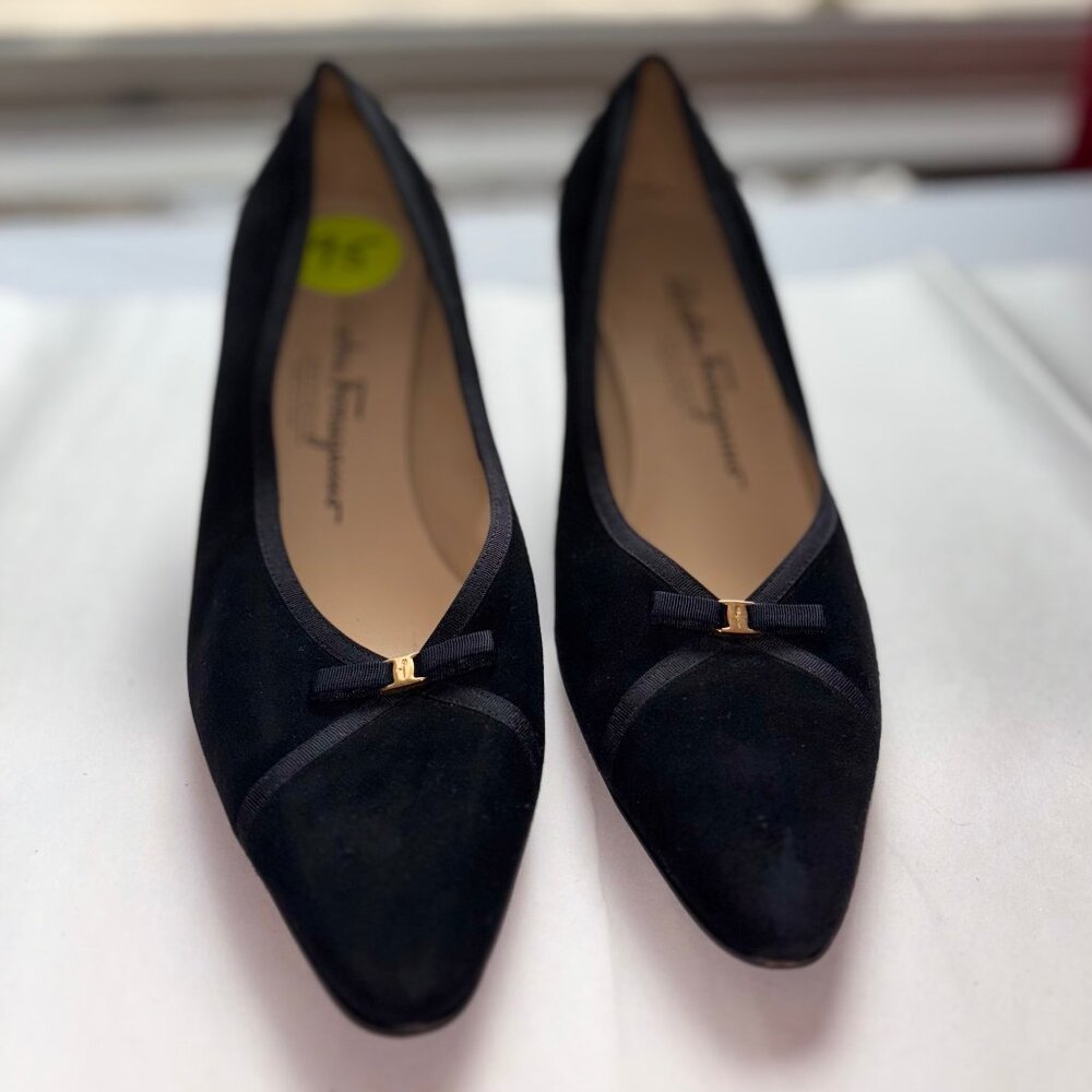 Black Suede Ferragamo Heels